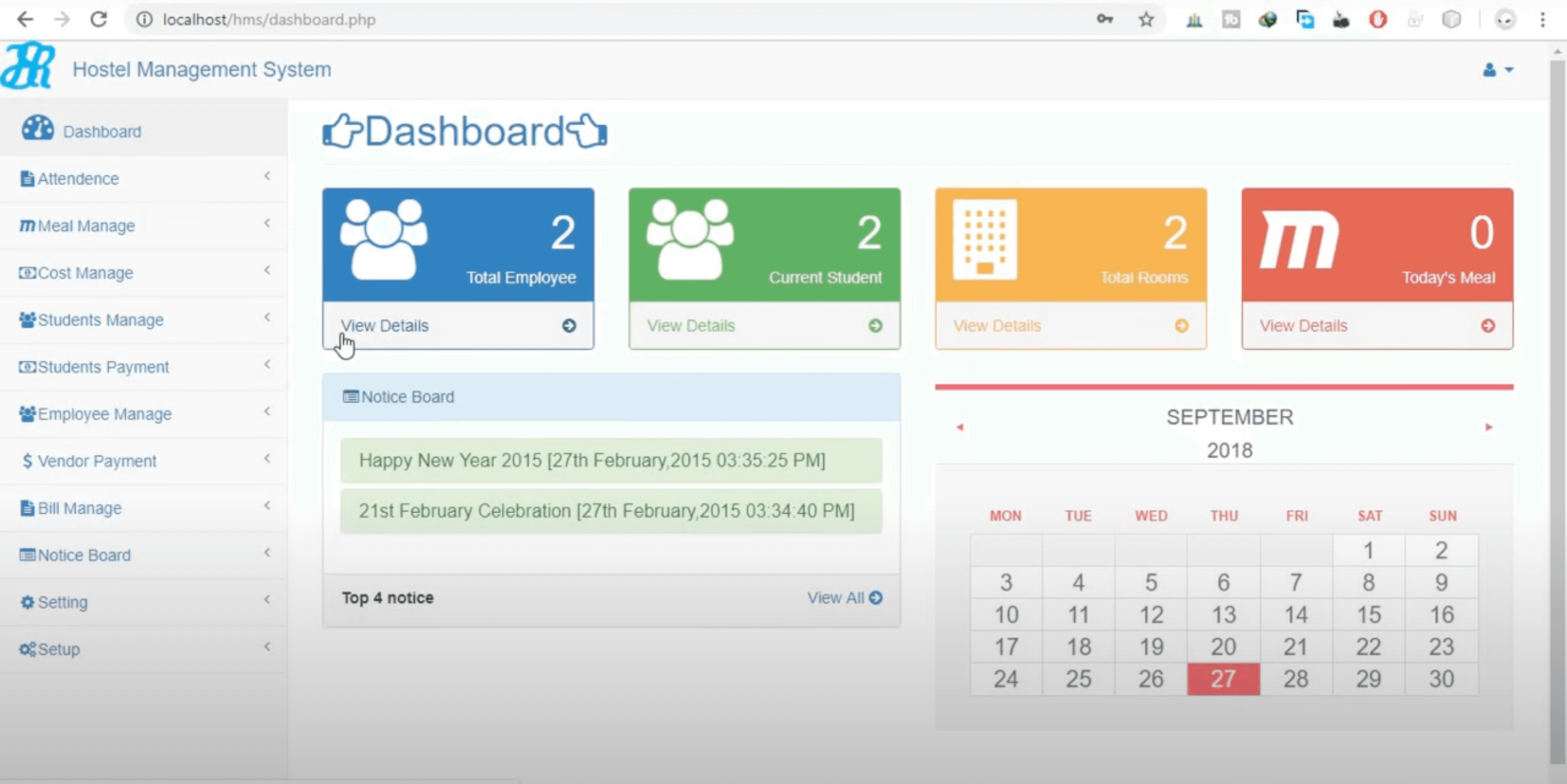 Hostel Management Website